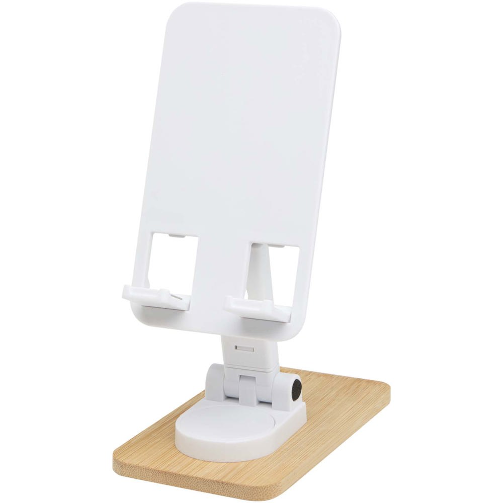 Alfirk opvouwbare bureautelefoonstandaard van gerecycled plastic met bamboedetails
